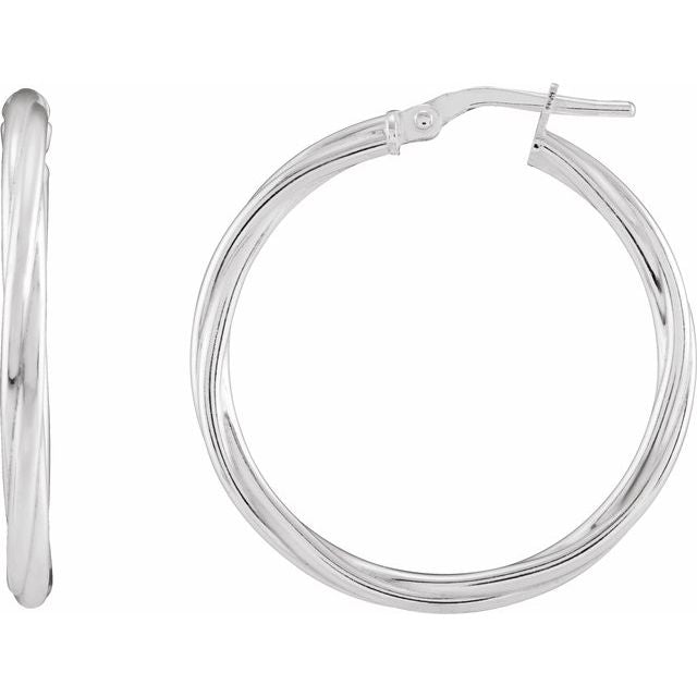 Sterling Silver Twisted Tube 30 mm Hoop Earrings