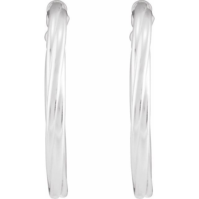 Sterling Silver Twisted Tube 25 mm Hoop Earrings