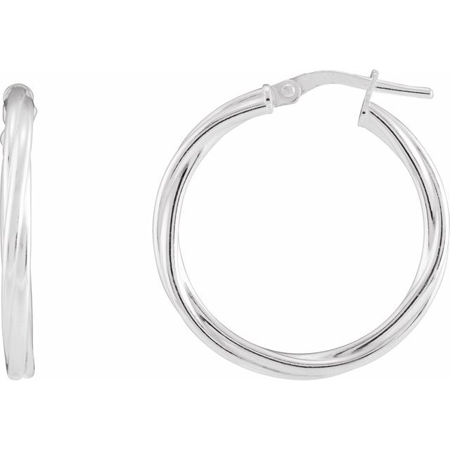 Sterling Silver Twisted Tube 25 mm Hoop Earrings