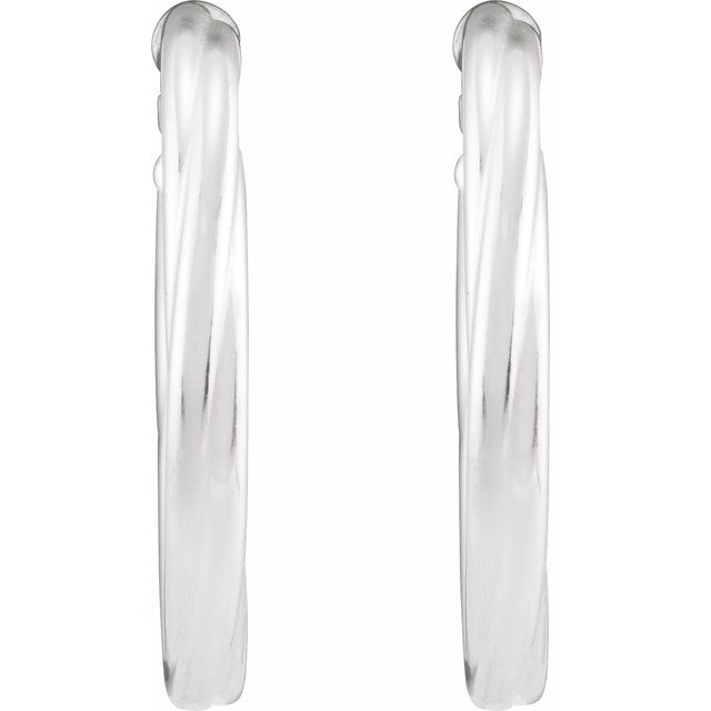 Sterling Silver Twisted Tube 20 mm Hoop Earrings