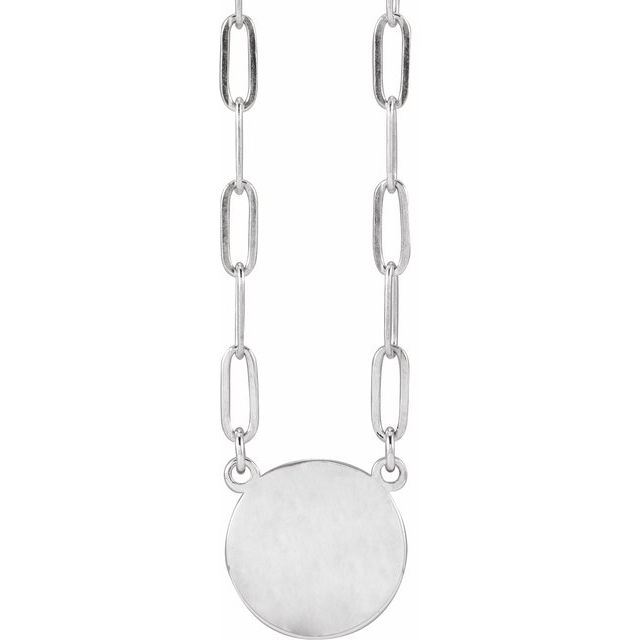 Sterling Silver Engravable Disc 16' Necklace