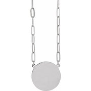 Sterling Silver Engravable Disc 16' Necklace