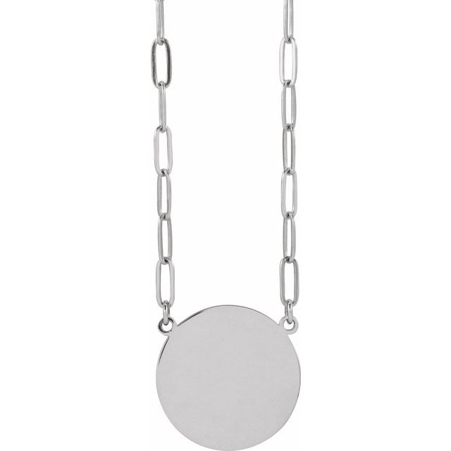 Sterling Silver Engravable Disc 16' Necklace