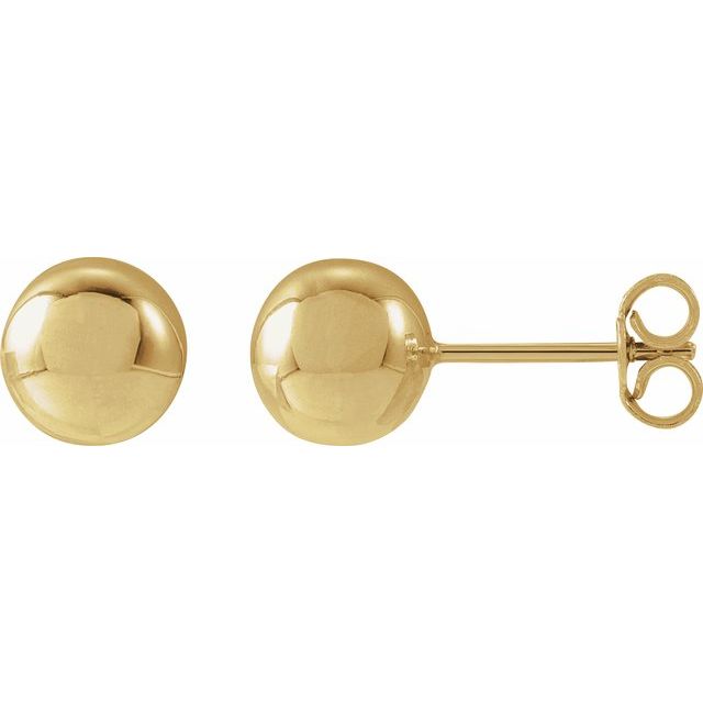14K Yellow 7 mm Ball Earrings