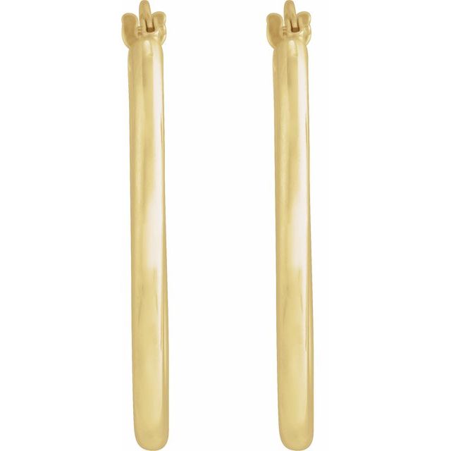 14K Yellow Elongated Oval Tube 28 mm Hoop Earrings