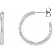 Sterling Silver Tube 25 mm Hoop Earrings