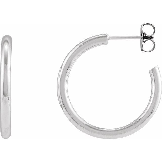 Sterling Silver Tube 25 mm Hoop Earrings