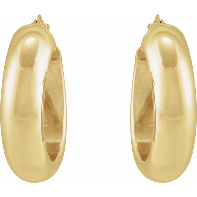 14K Yellow Half-Round Tube 17 mm Hoop Earrings