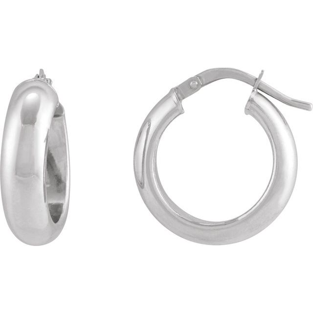 Sterling Silver Half-Round Tube 17 mm Hoop Earrings