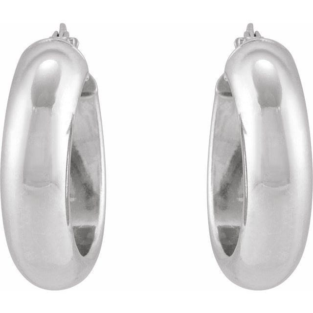 Sterling Silver Half-Round Tube 17 mm Hoop Earrings