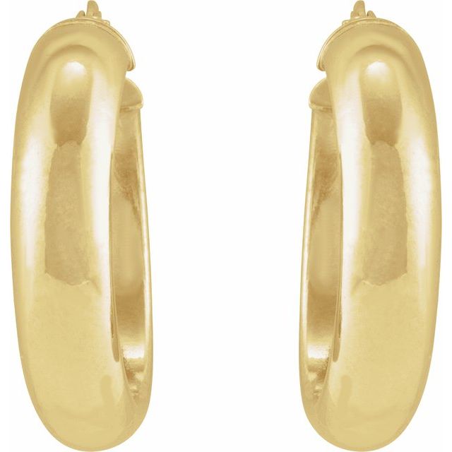 14K Yellow Half-Round Tube 25 mm Hoop Earrings