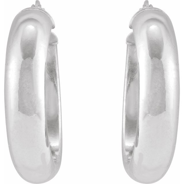 Sterling Silver Half-Round Tube 25 mm Hoop Earrings