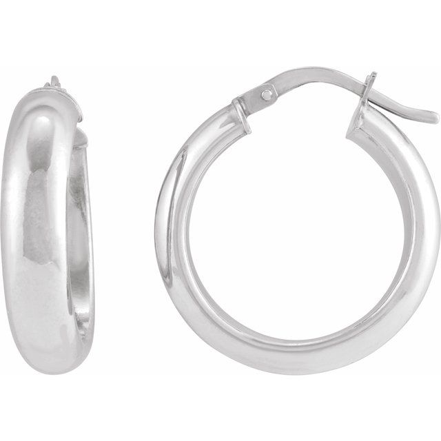 Sterling Silver Half-Round Tube 25 mm Hoop Earrings