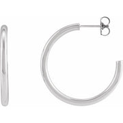 Sterling Silver Tube 30 mm Hoop Earrings
