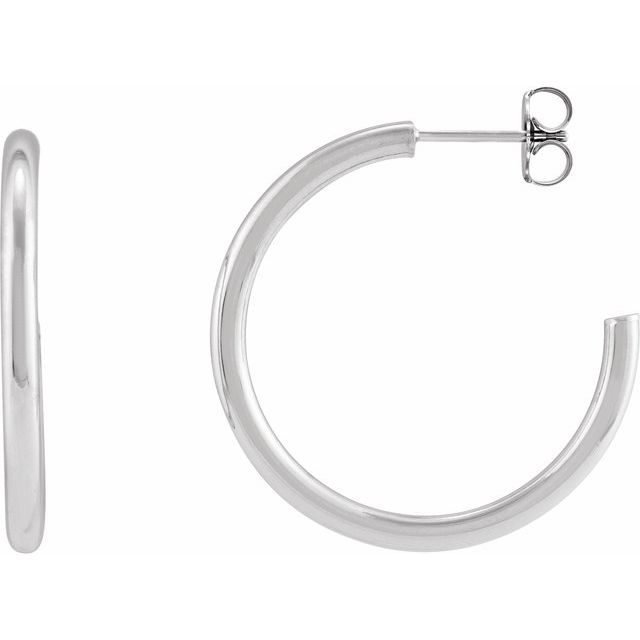 Sterling Silver Tube 30 mm Hoop Earrings