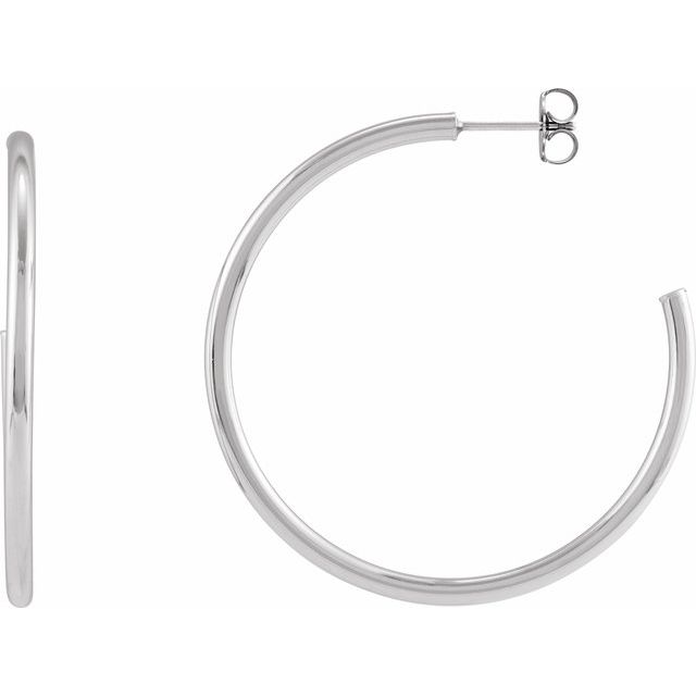 Sterling Silver Tube 45 mm Hoop Earrings