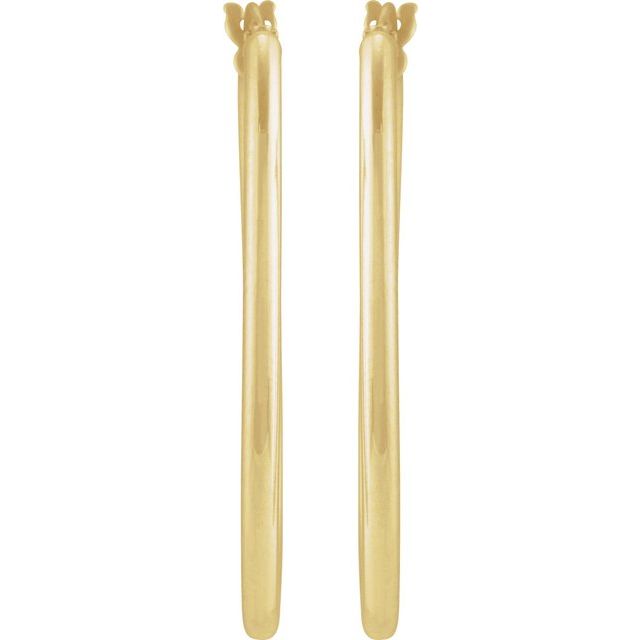 14K Yellow Elongated Oval Tube 34.3 mm Hoop Earrings