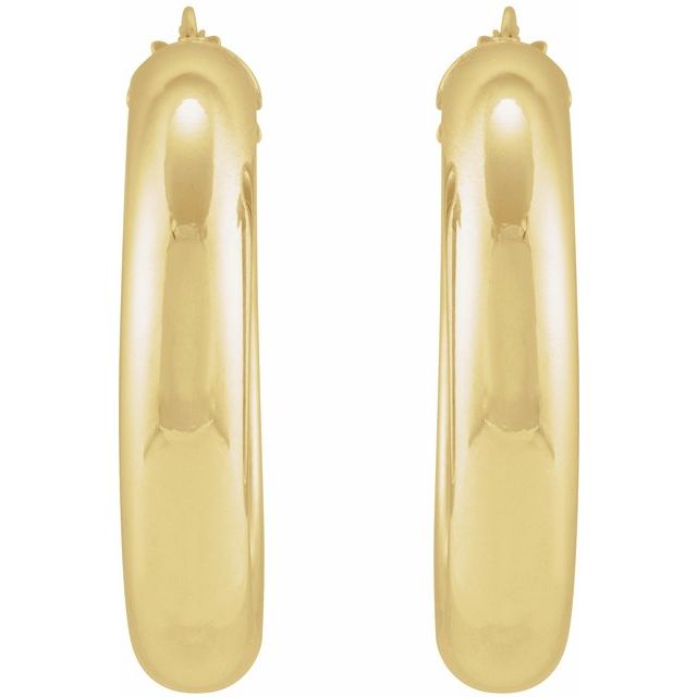 14K Yellow Half-Round Tube 30 mm Hoop Earrings