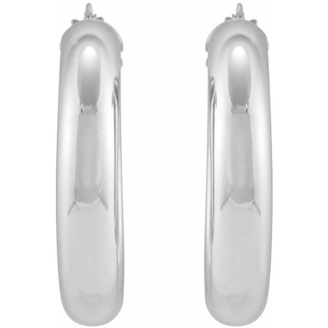 Sterling Silver Half-Round Tube 30 mm Hoop Earrings