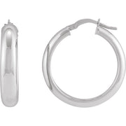 Sterling Silver Half-Round Tube 30 mm Hoop Earrings