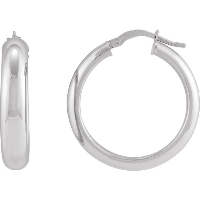 Sterling Silver Half-Round Tube 30 mm Hoop Earrings