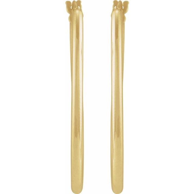 14K Yellow Elongated Oval Tube 41.5 mm Hoop Earrings