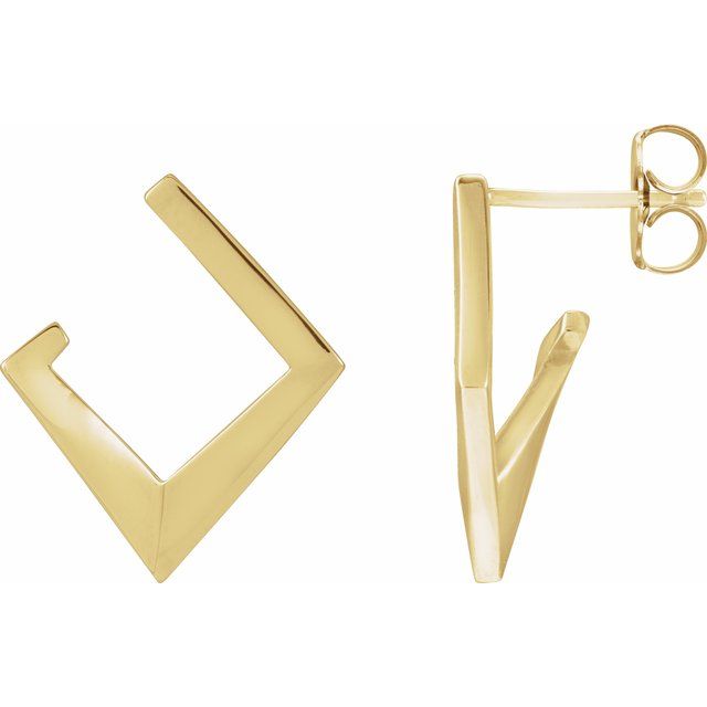 14K Yellow Geometric Front-Back Hoop Earrings