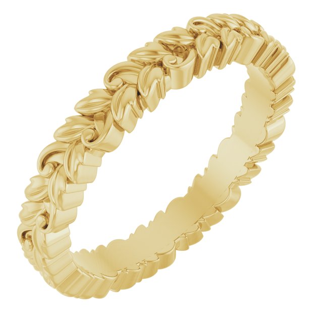 14K Yellow 3.2 mm Floral Band Size 7