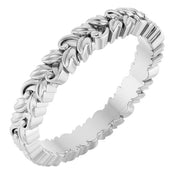 14K White 3.2 mm Floral Band Size 7