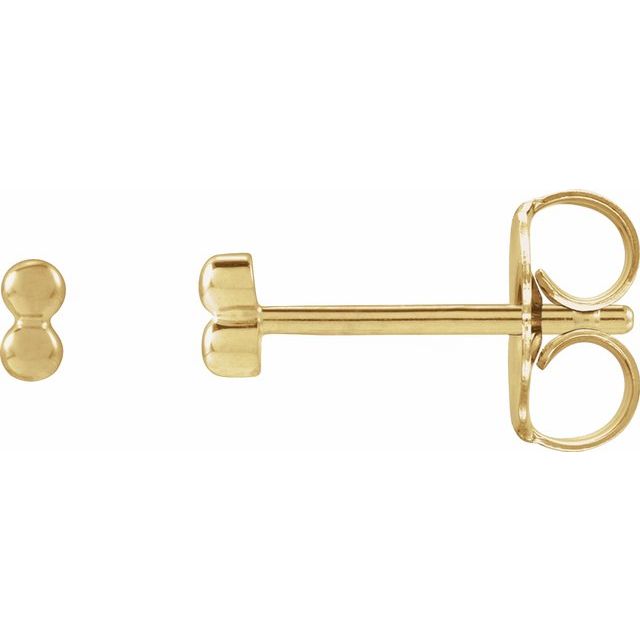 14K Yellow 2 Beads Stud Earrings