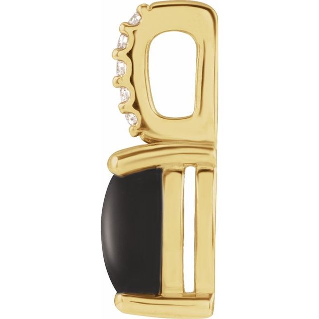 14K Yellow 7x5 mm Natural Black Onyx & .02 CTW Natural Diamond Pendant