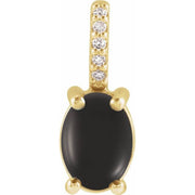 14K Yellow 7x5 mm Natural Black Onyx & .02 CTW Natural Diamond Pendant