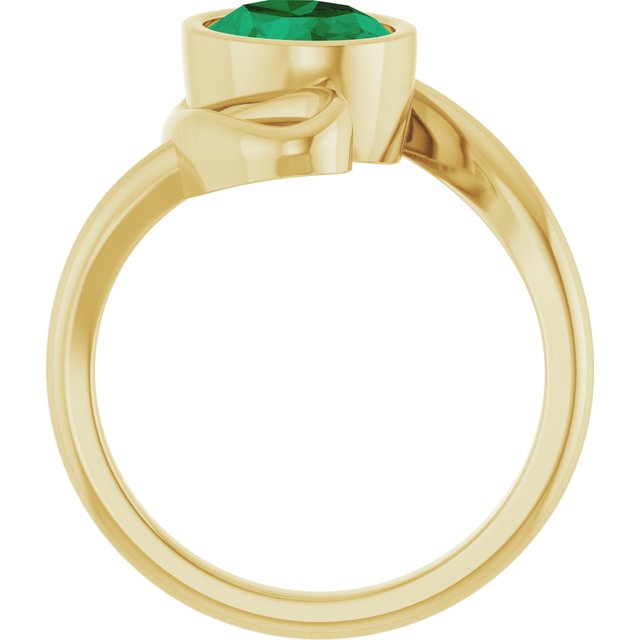 14K Yellow  Lab-Grown Emerald Ring
