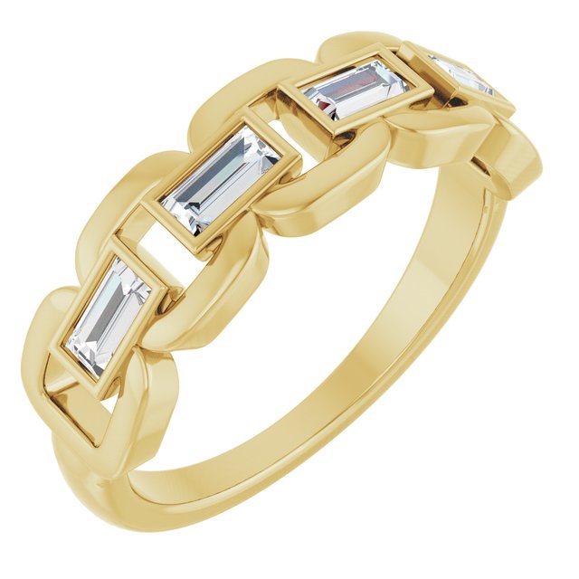 14K Yellow Lab-Grown Moissanite Chain Link Ring