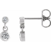 14K White Natural White Sapphire & .05 CTW Natural Diamond Two-Stone Earrings