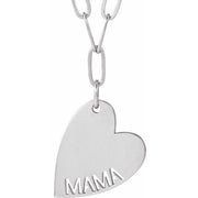 Sterling Silver Mama Heart 18' Necklace