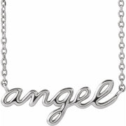 Sterling Silver Angel Script 18' Necklace