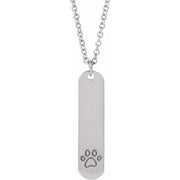 Sterling Silver Engravable Paw Print 16-18' Necklace