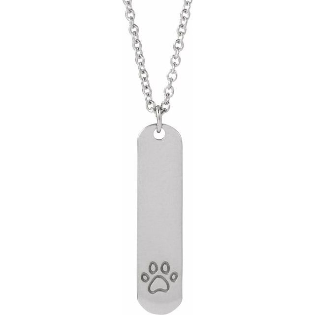 Sterling Silver Engravable Paw Print 16-18' Necklace