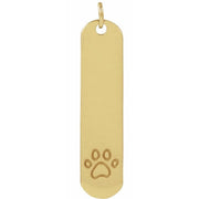 14K Yellow Engravable Paw Print Pendant