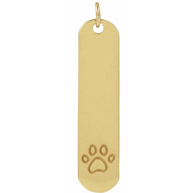 14K Yellow Engravable Paw Print Pendant