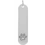 14K White Engravable Paw Print Pendant