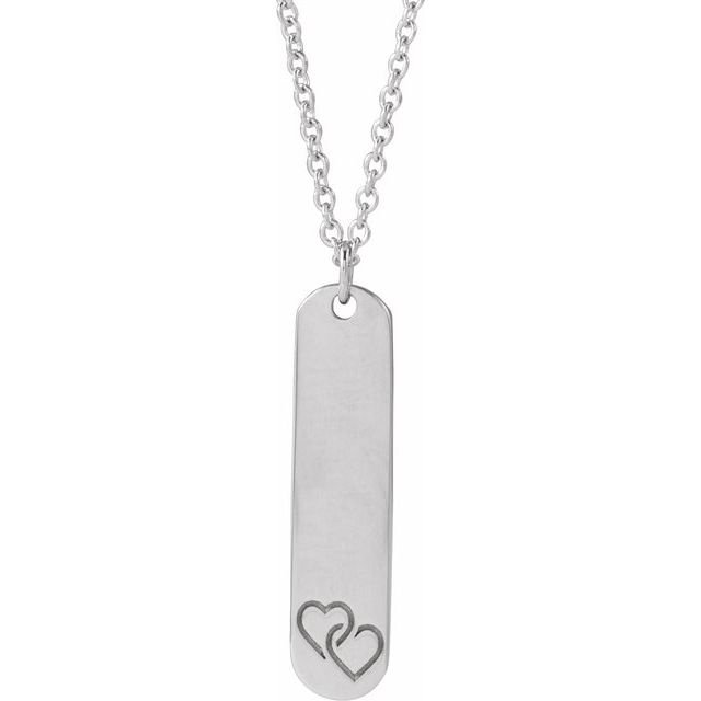 Sterling Silver Engravable Interlocking Hearts 16-18' Necklace