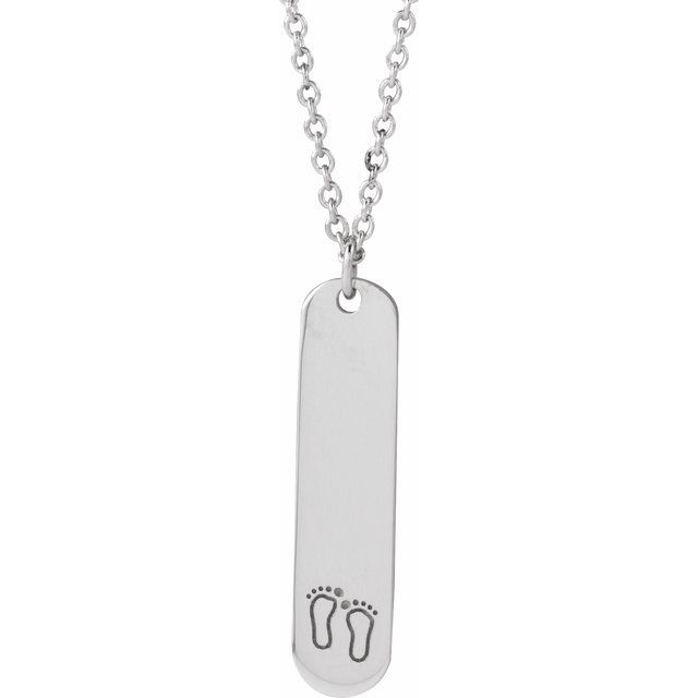 Sterling Silver Engravable Footprints 16-18' Necklace