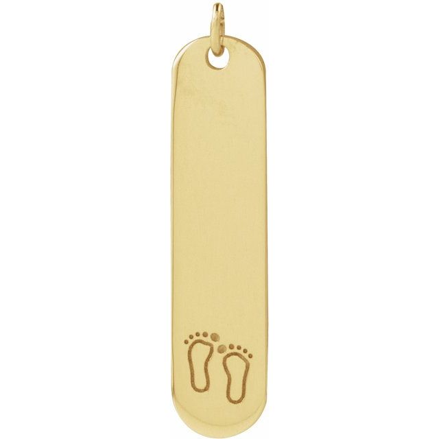 14K Yellow Engravable Footprints Pendant