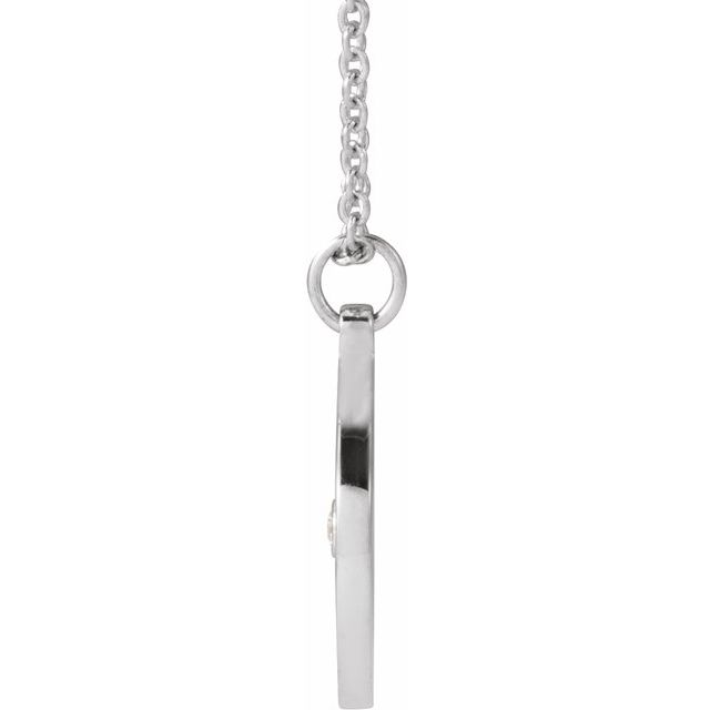 Sterling Silver .015 CT Natural Diamond Compass 16-18' Necklace