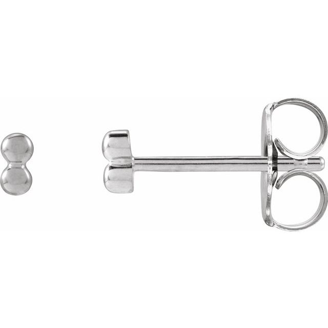 14K White 2 Beads Stud Earrings