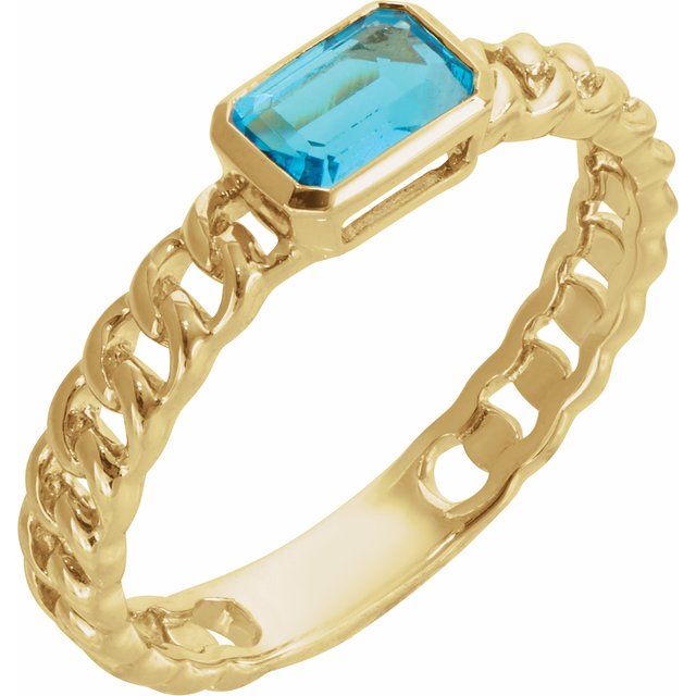 14K Yellow Natural Sky Blue Topaz Ring