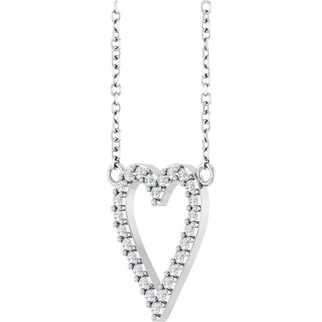 Sterling Silver 1/6 CTW Natural Diamond Heart 18' Necklace