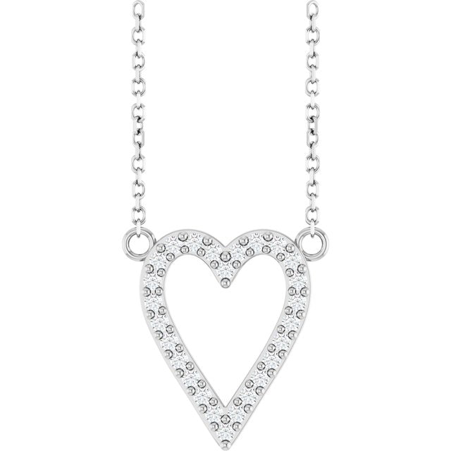 Sterling Silver 1/6 CTW Natural Diamond Heart 18' Necklace